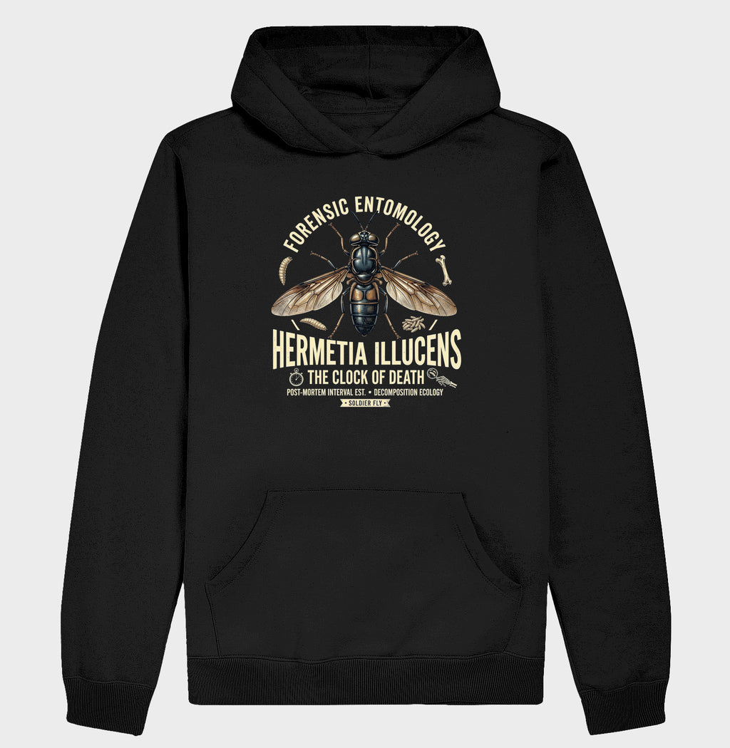 Hoodie Moletom "Entomologia Forense" | O Relógio da Morte (Hermetia illucens)