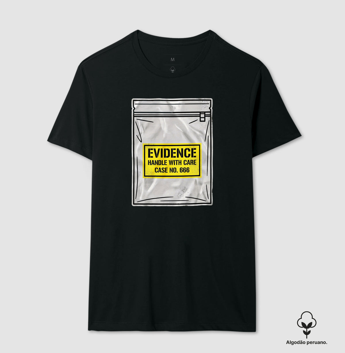 Camiseta Algodão Peruano True Crime "Evidence Bag" | Caso Nº 666