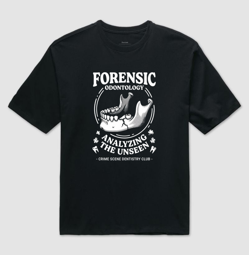 Camiseta Oversized Odontologia Forense "Analyzing The Unseen" | Crime Scene Dentistry Club