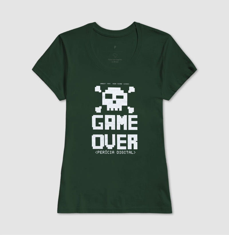 Camiseta Perícia Digital Game Over & Pixel Art Retro