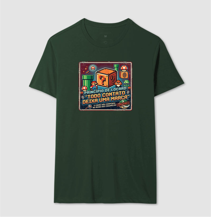 Camiseta Criminalística Princípio de Locard - Todo Contato Deixa uma Marca Rastro | Retrô Gamer