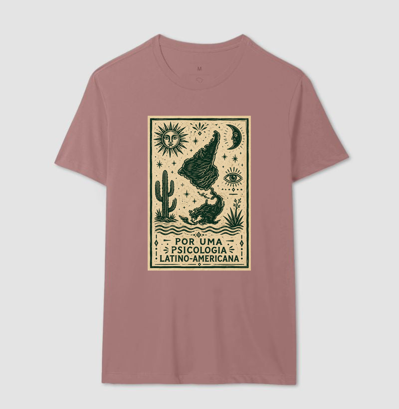 Camiseta "Por uma Psicologia Latino-Americana" | Raízes e Xilogravura