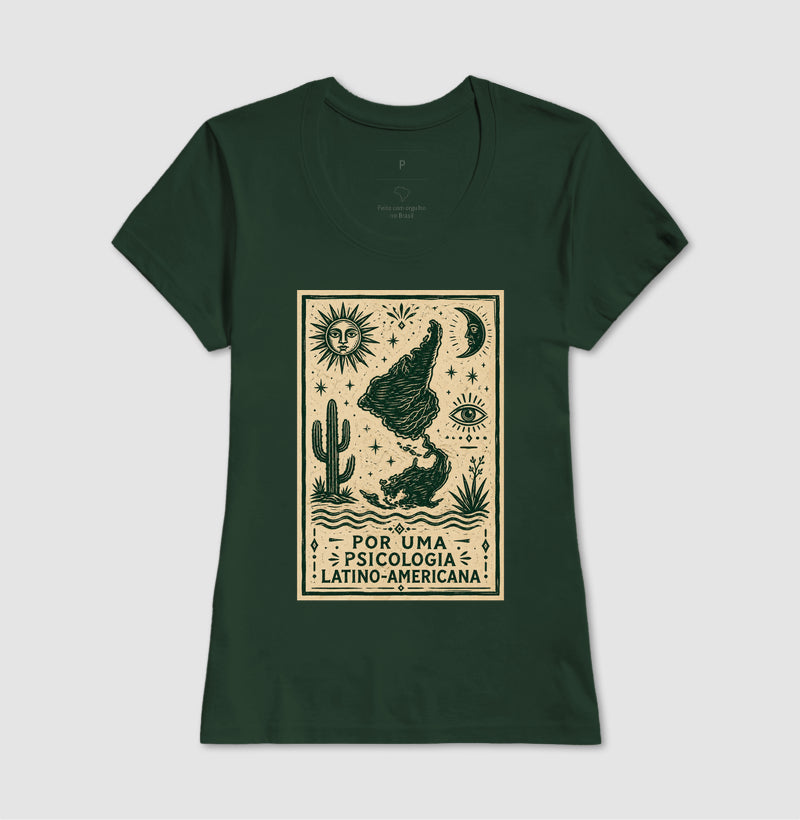 Camiseta "Por uma Psicologia Latino-Americana" | Raízes e Xilogravura