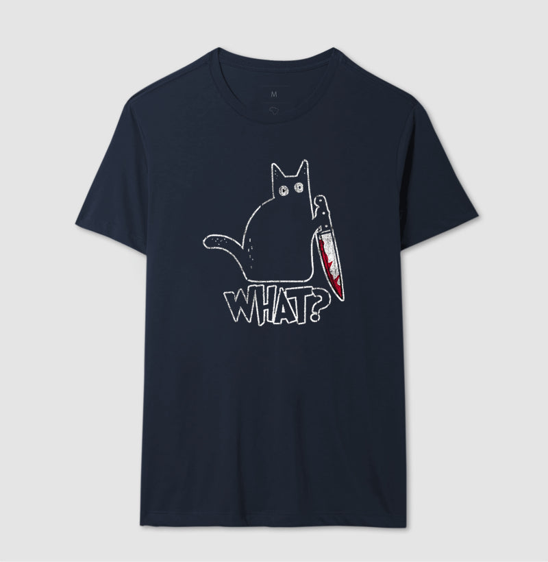 Camiseta Gato "What?" | O Suspeito Sem Remorso