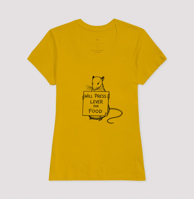 Camiseta Behaviorismo "Will Press Lever For Food" | B.F. Skinner & Condicionamento Operante