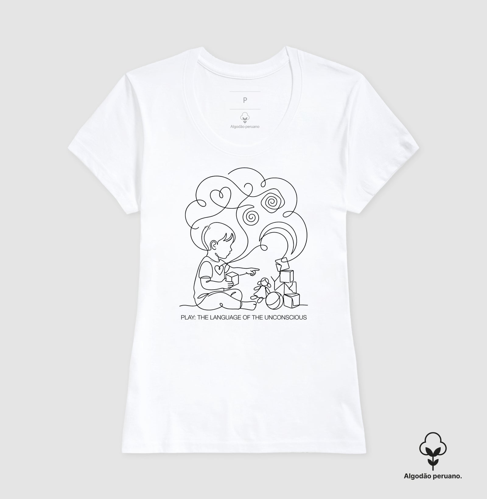Camiseta Algodão Peruano Psicanálise Melanie Klein - A Linguagem do Brincar (Play: the language of the unconscious)  | Ilustração Contínua