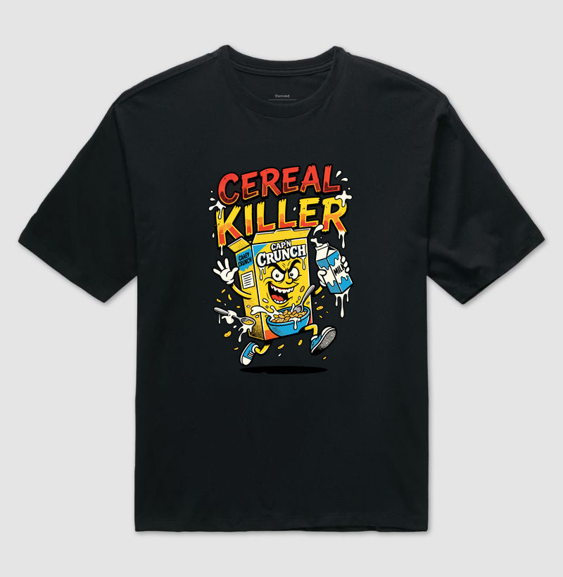 Camiseta Oversized Cereal Killer: Trocadilho de Cereal - Pop Art HQ