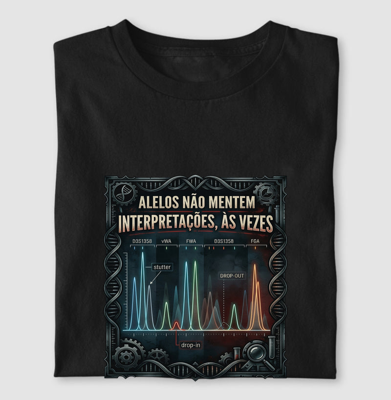 Camiseta Alelos Não Mentem | Análise de DNA e Artefatos