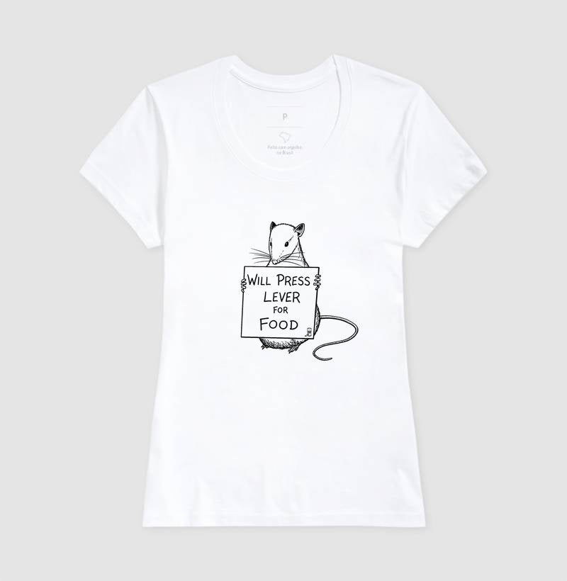 Camiseta Behaviorismo "Will Press Lever For Food" | B.F. Skinner & Condicionamento Operante
