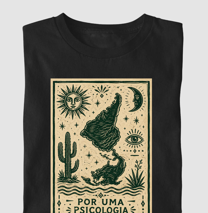 Camiseta "Por uma Psicologia Latino-Americana" | Raízes e Xilogravura