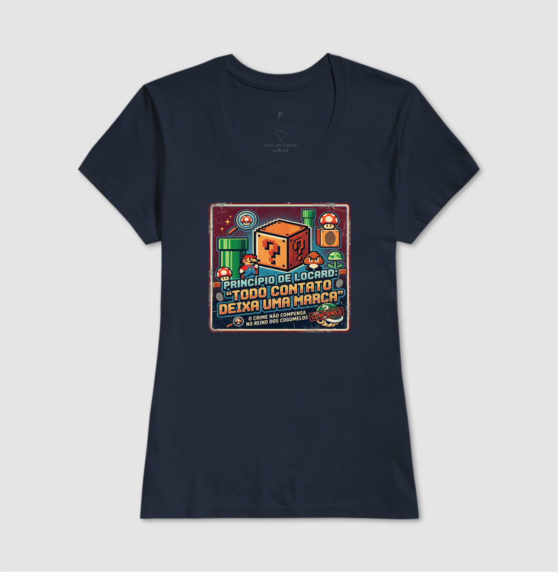 Camiseta Criminalística Princípio de Locard - Todo Contato Deixa uma Marca Rastro | Retrô Gamer
