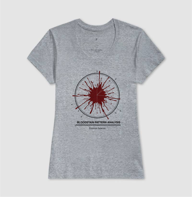 Camiseta Perícia Forense - Diagrama Direcional de Sangue (BPA) | Coleção True Crime