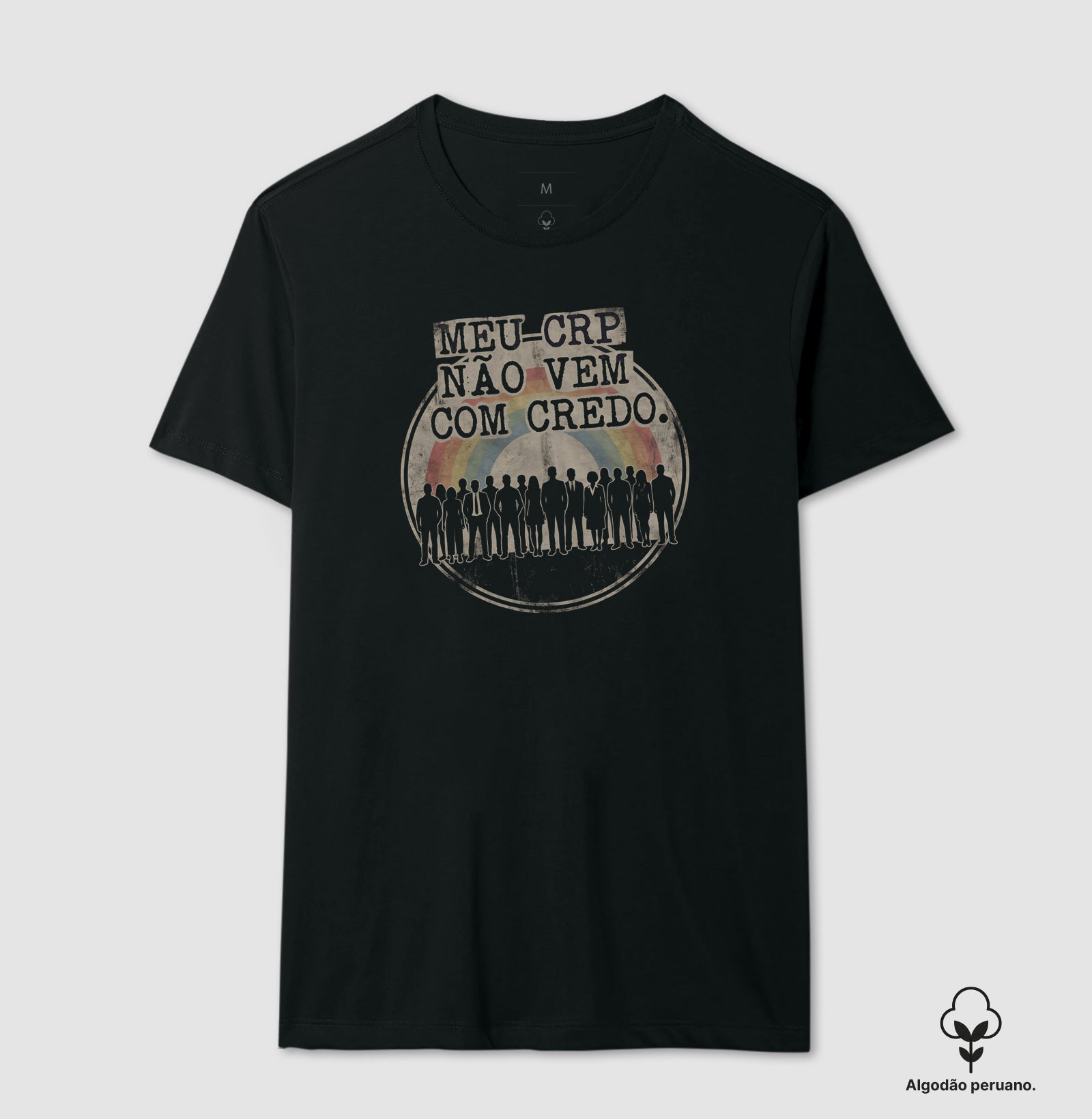 Camiseta Algodão Peruano "Meu CRP Não Vem Com Credo" | Psicologia Laica, Ética e Diversidade
