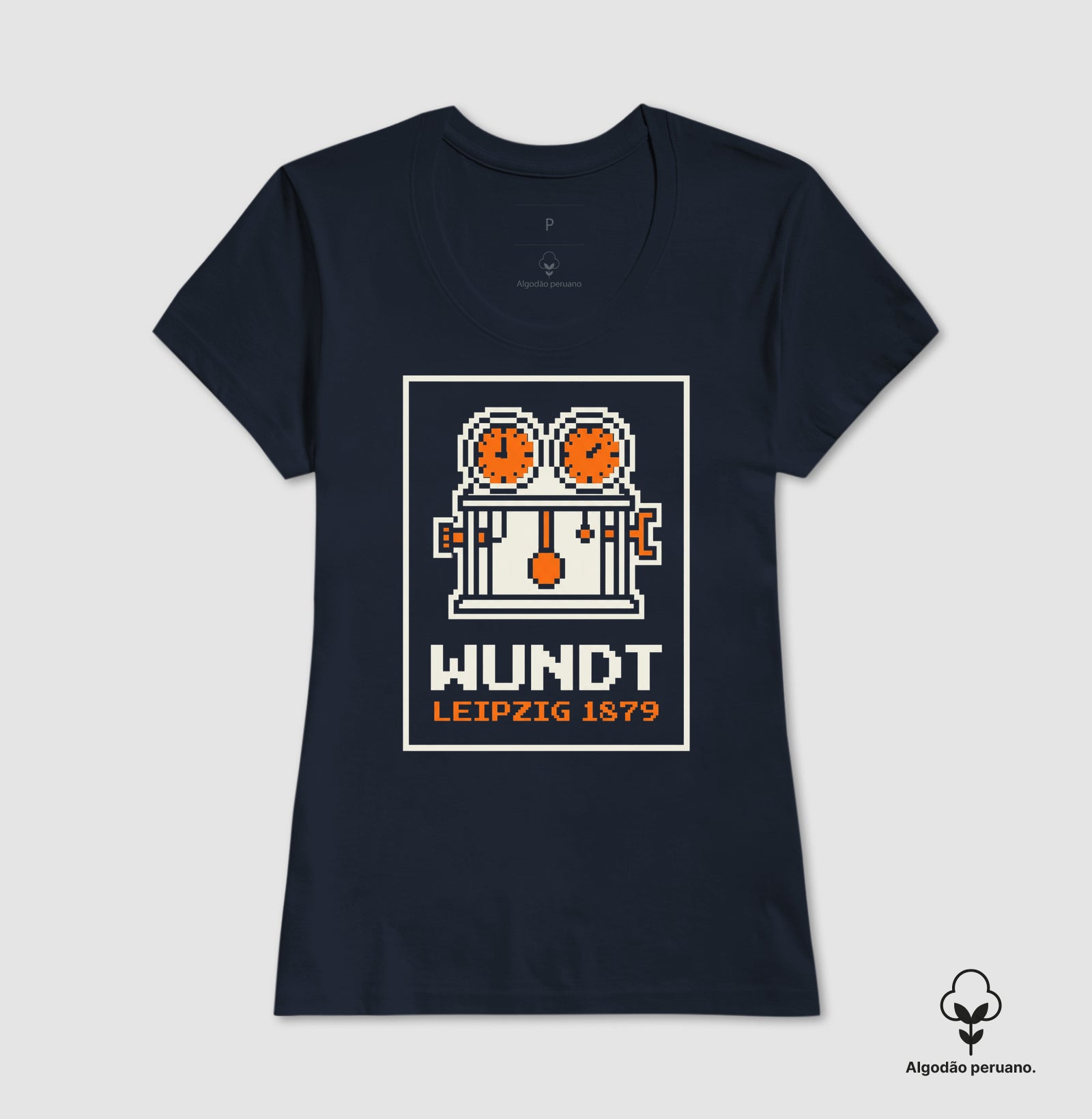 Camiseta Algodão Peruano Psicologia "Wundt: Leipzig 1879" | 8-Bit Pixel Art