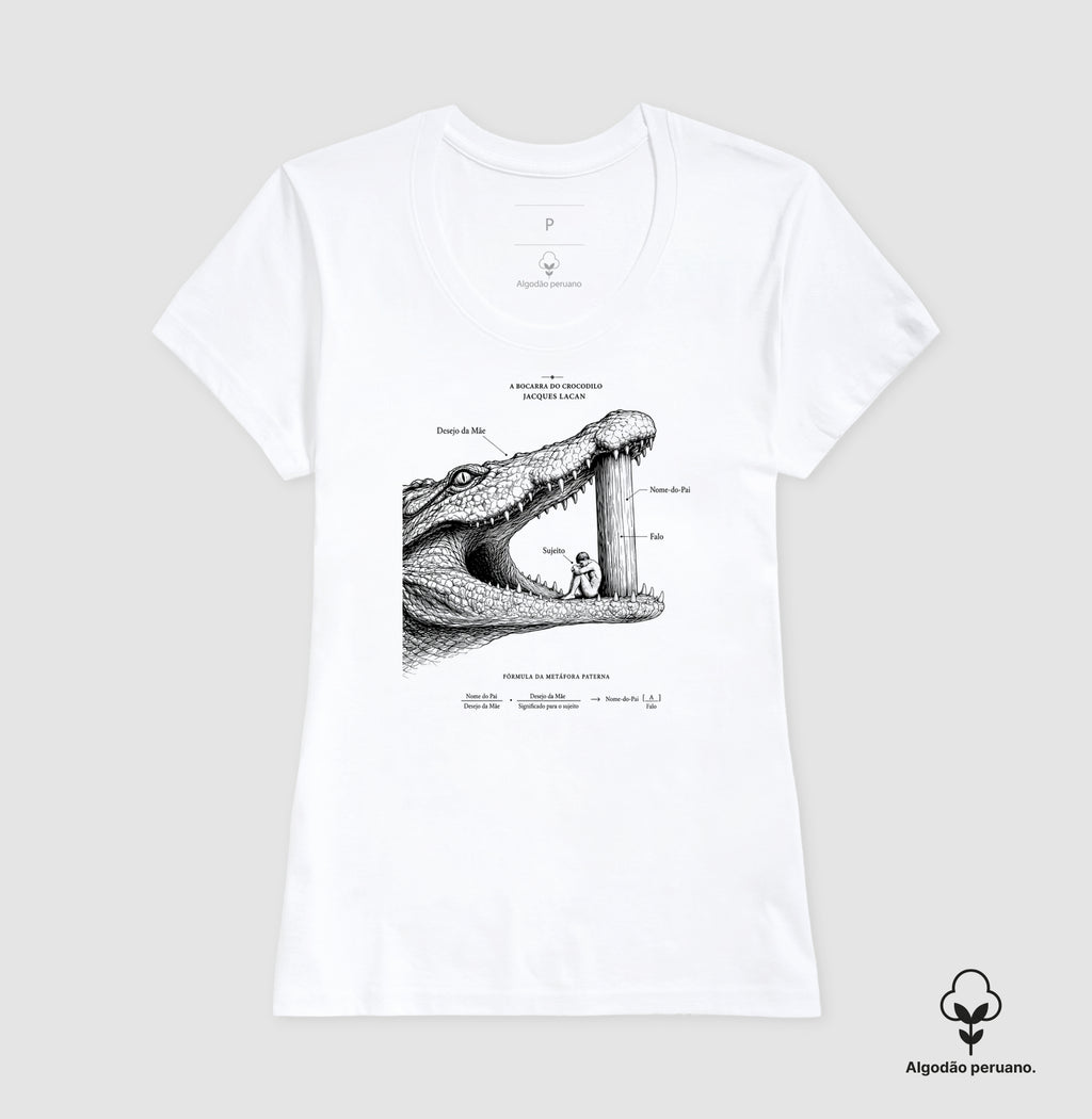 Camiseta Algodão Peruano Psicanálise "A Bocarra do Crocodilo" | Jacques Lacan e a Metáfora Paterna