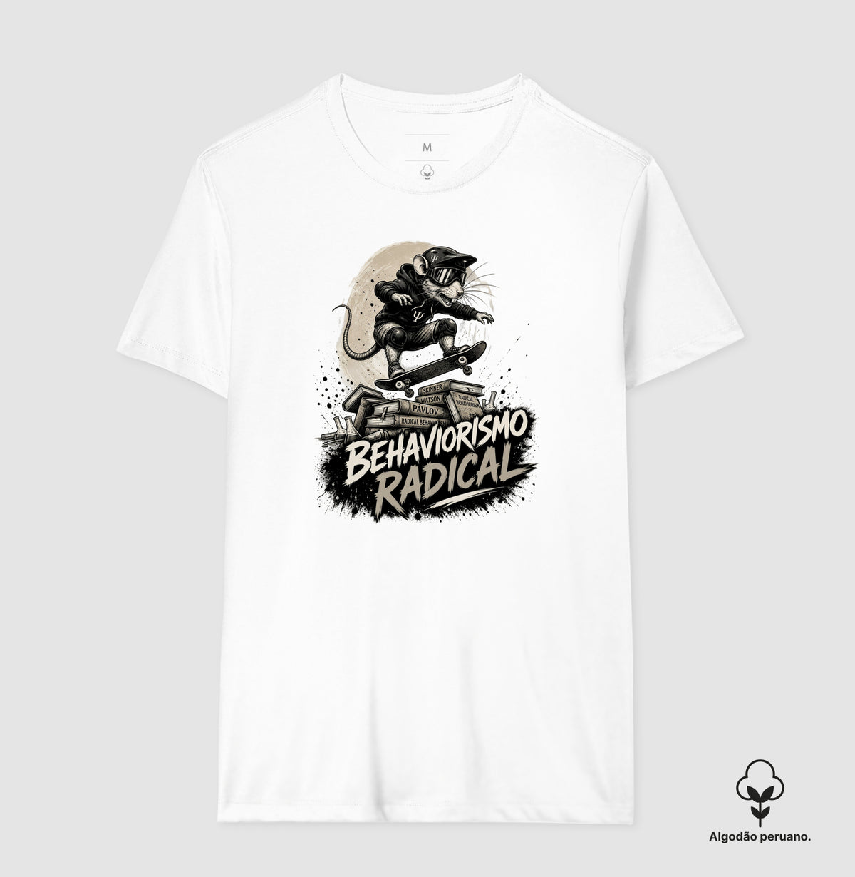 Camiseta Algodão Peruano Psicologia "Behaviorismo Radical" | Skate Rat & B.F. Skinner