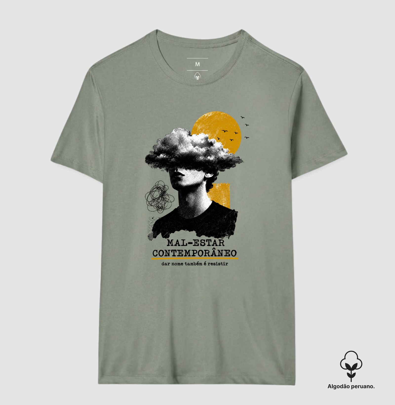 Camiseta Algodão Peruano "Mal-Estar Contemporâneo" | Dar Nome Também É Resistir
