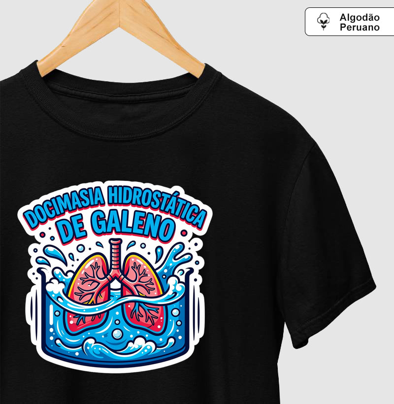 Camiseta Algodão Peruano Medicina Legal "Docimasia de Galeno" | O Teste do Primeiro Fôlego
