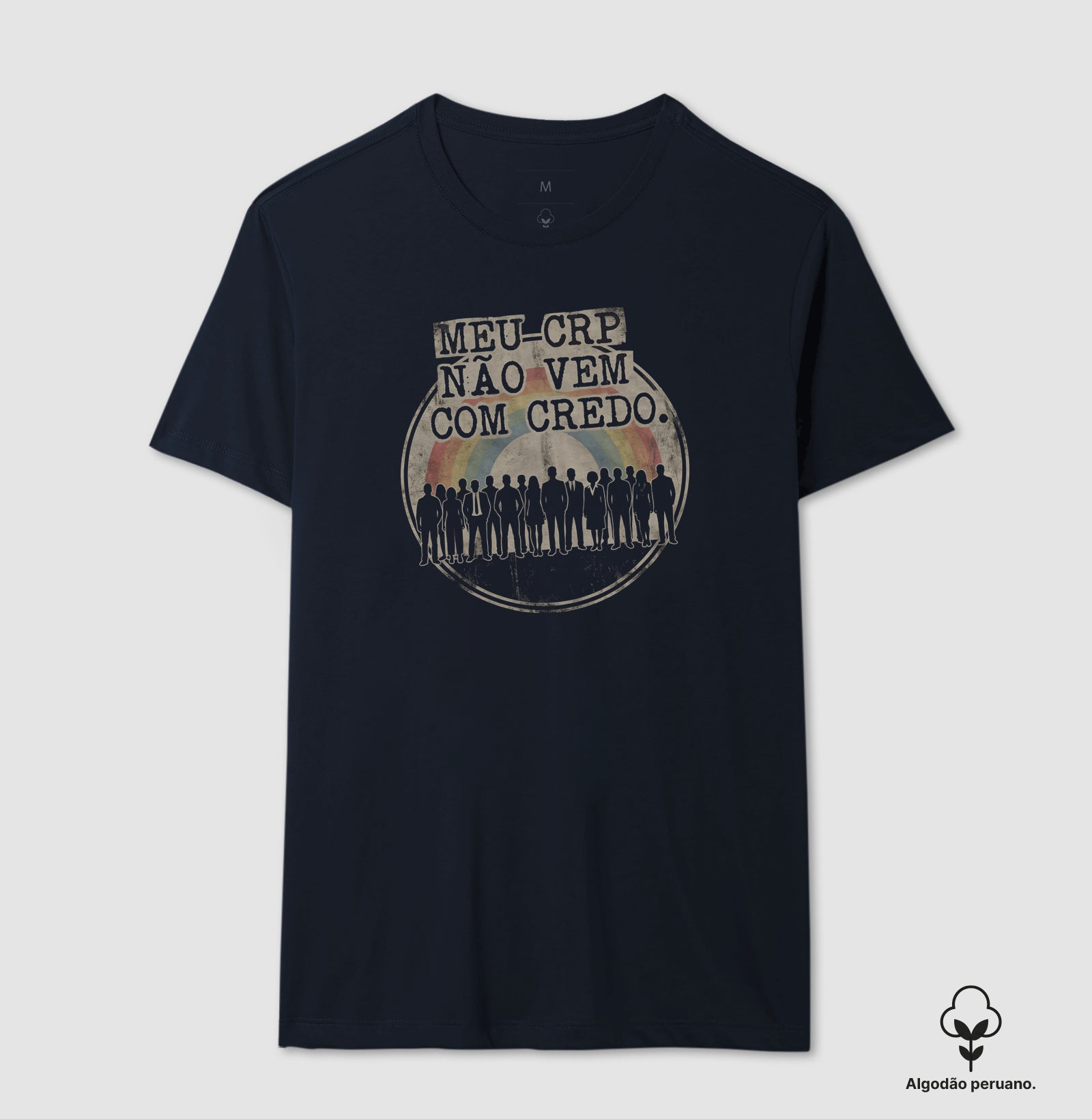 Camiseta Algodão Peruano "Meu CRP Não Vem Com Credo" | Psicologia Laica, Ética e Diversidade