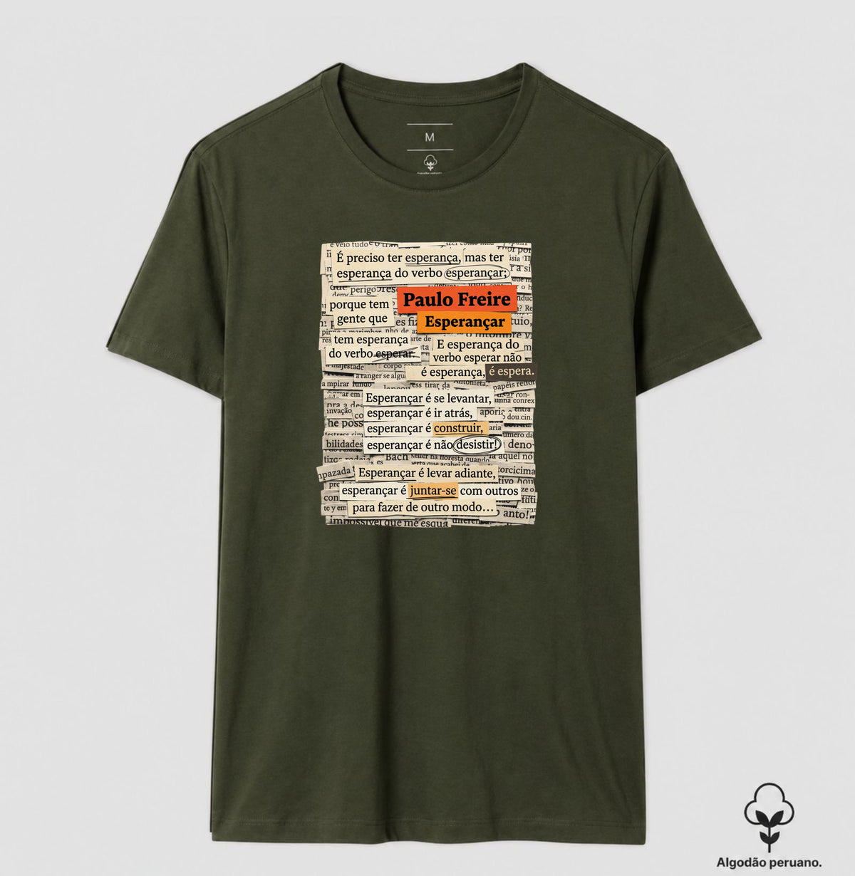 Camiseta Paulo Freire "Esperançar" | Do Verbo Esperançar & Pedagogia da Ação