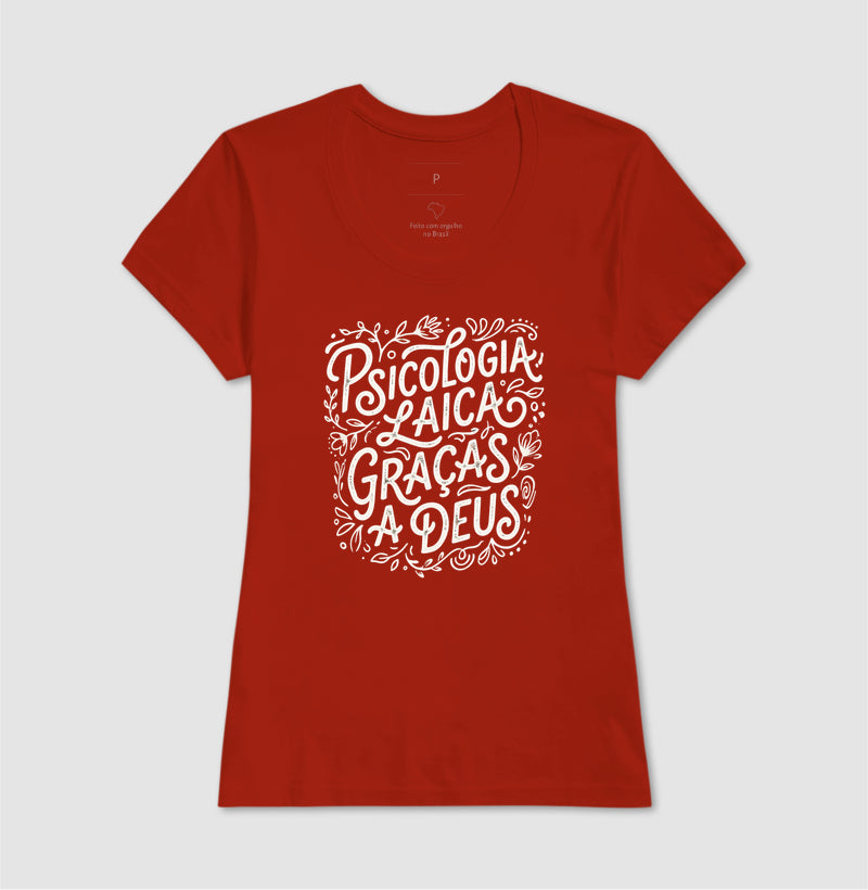 Camiseta "Psicologia Laica Graças a Deus" | Edição Hand Lettering