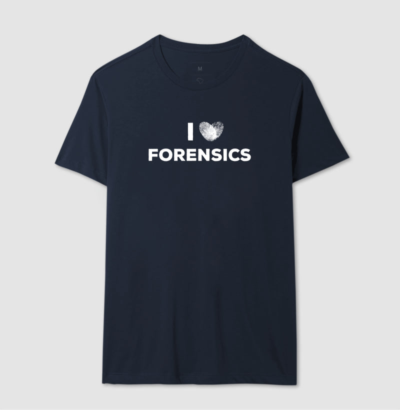 Camiseta Perícia Criminal - I Love Forensics (Coração Papiloscópico) | True Crime