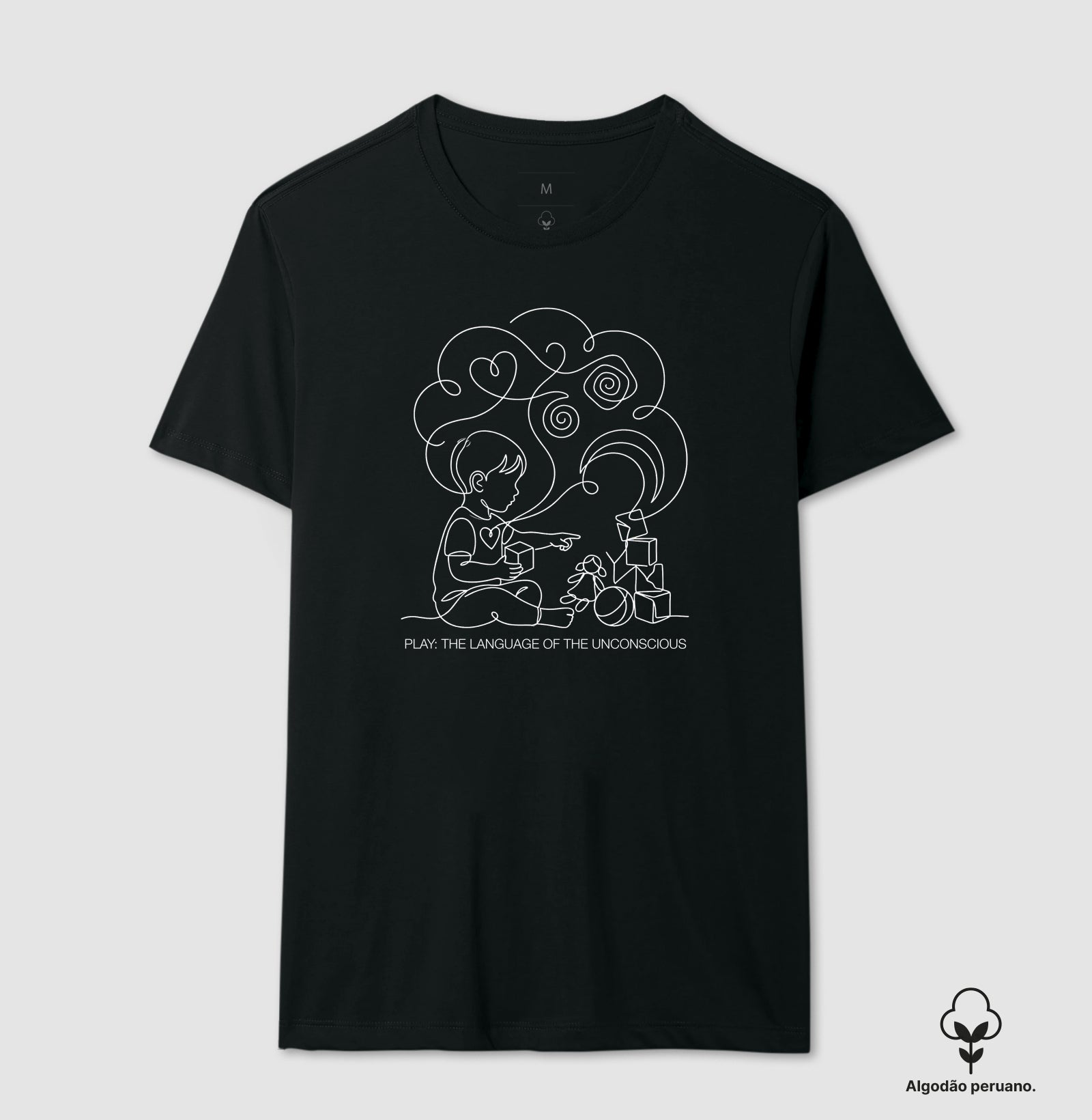 Camiseta Algodão Peruano Psicanálise Melanie Klein - A Linguagem do Brincar (Play: the language of the unconscious)  | Ilustração Contínua