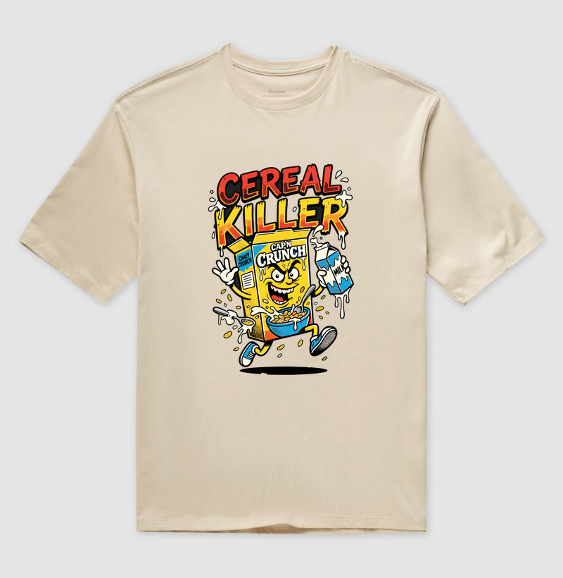 Camiseta Oversized Cereal Killer: Trocadilho de Cereal - Pop Art HQ