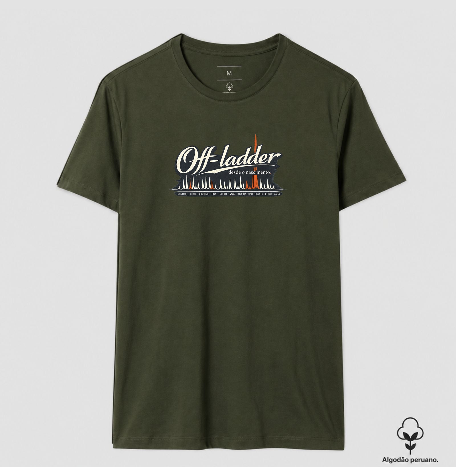 Camiseta Algodão Peruano Genética Forense "Off-Ladder Desde o Nascimento" | Fora do Padrão