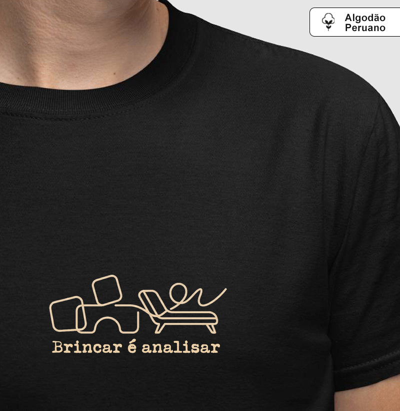Camiseta Algodão Peruano Psicanálise Melanie Klein - Brincar é Analisar | Minimalista Line Art