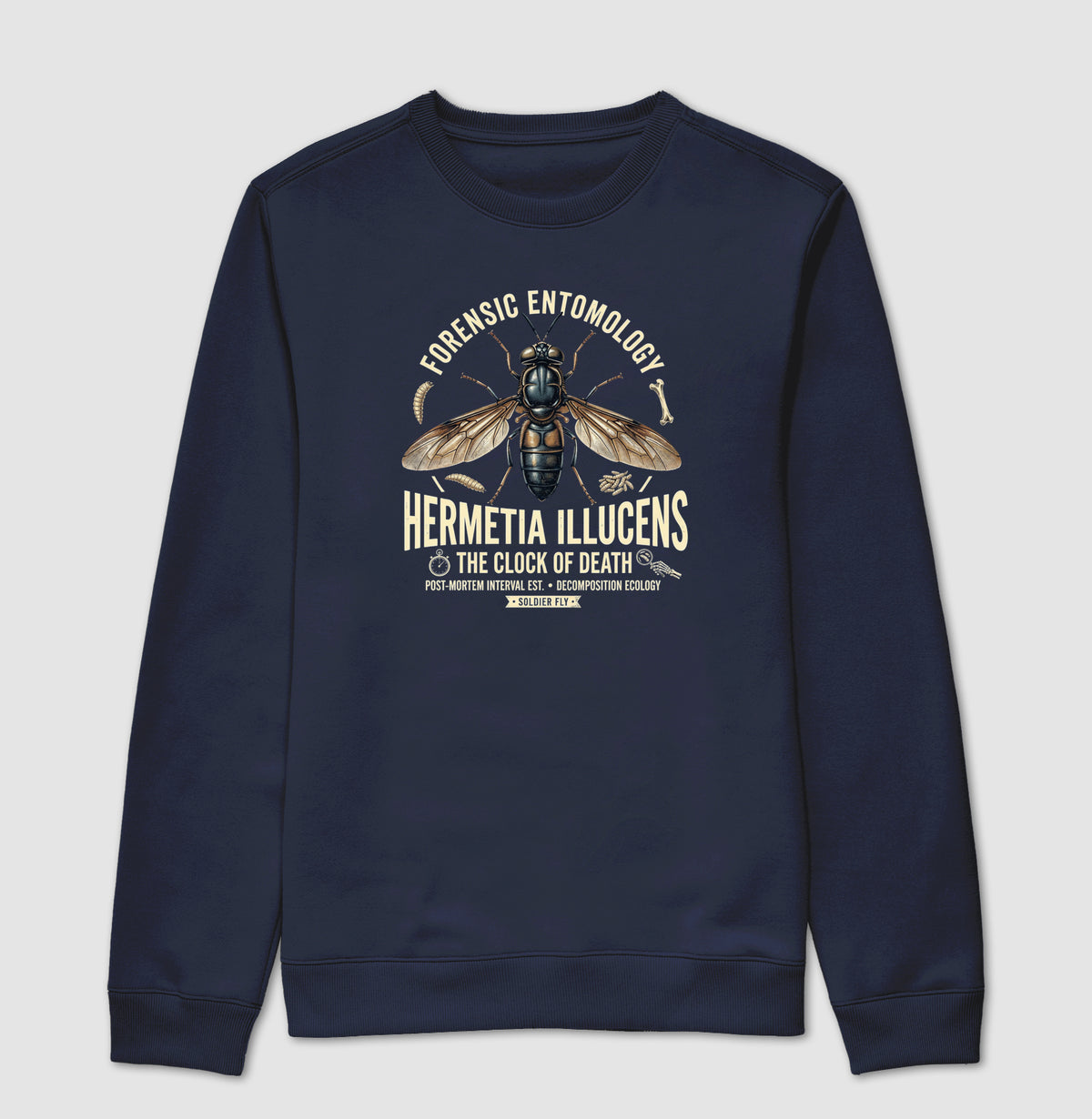 Suéter Moletom "Entomologia Forense" | O Relógio da Morte (Hermetia illucens)
