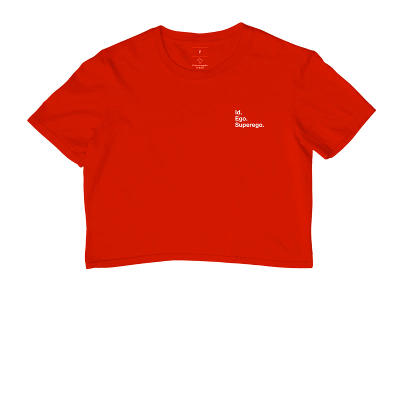 Camiseta Cropped Psicanálise Freud - Id. Ego. Superego. (Segunda Tópica) | Minimalista
