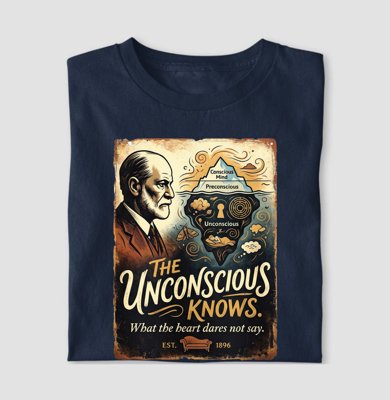 Camiseta Psicanálise - O Iceberg de Freud (The Unconscious Knows) | Retrô Vintage
