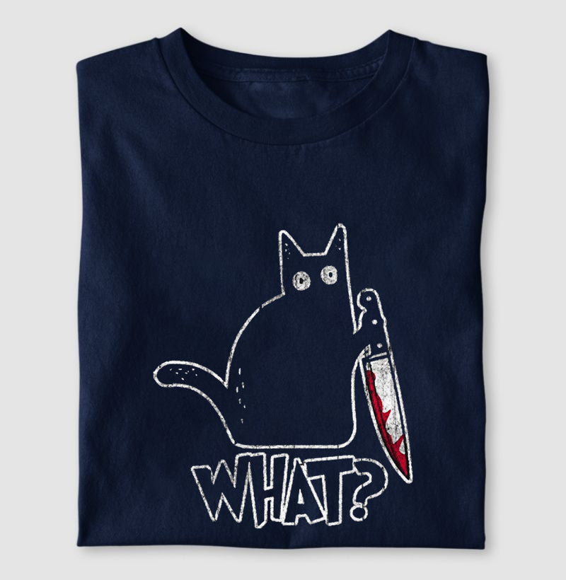 Camiseta Gato "What?" | O Suspeito Sem Remorso