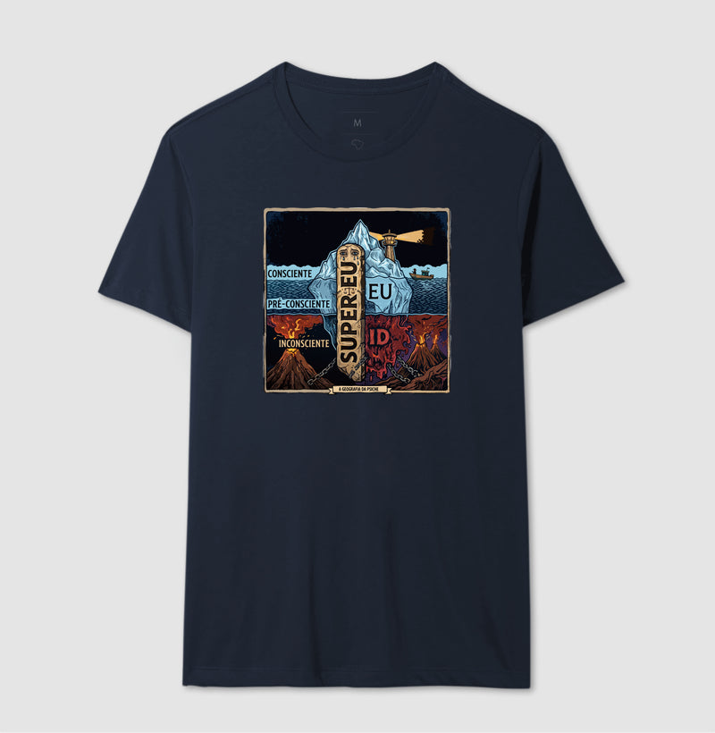 Camiseta Psicanálise Freud - (Primeira e Segunda Tópica) | Xilogravura Colorida