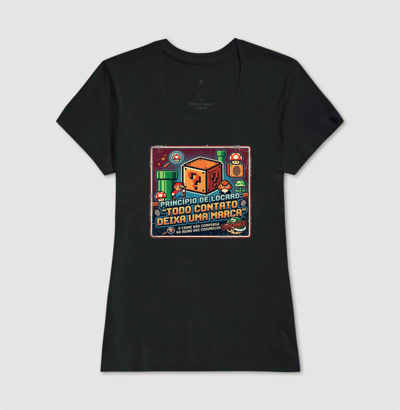 Camiseta Criminalística Princípio de Locard - Todo Contato Deixa uma Marca Rastro | Retrô Gamer