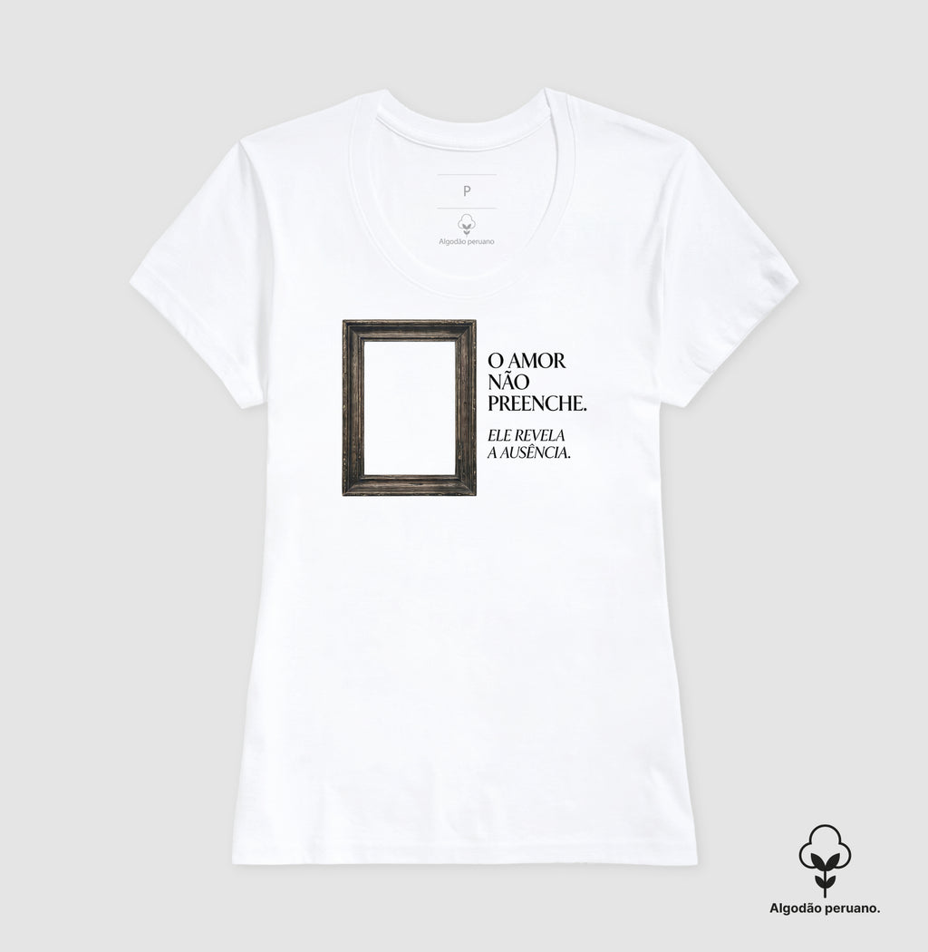Camiseta Algodão Peruano Minimalista "Moldura da Ausência" | Revelação Existencial