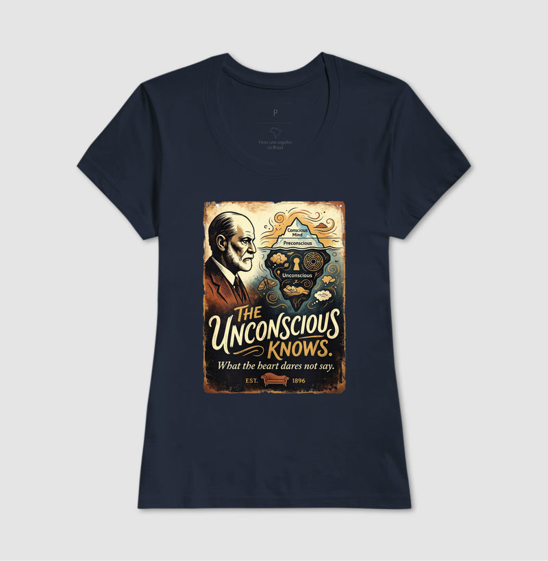 Camiseta Psicanálise - O Iceberg de Freud (The Unconscious Knows) | Retrô Vintage