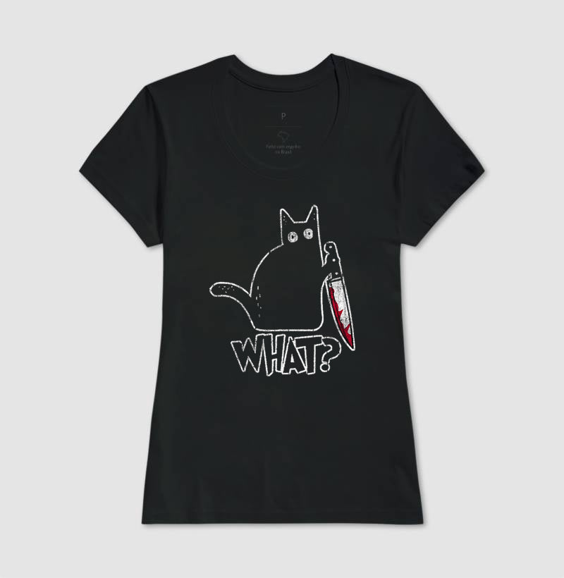 Camiseta Gato "What?" | O Suspeito Sem Remorso