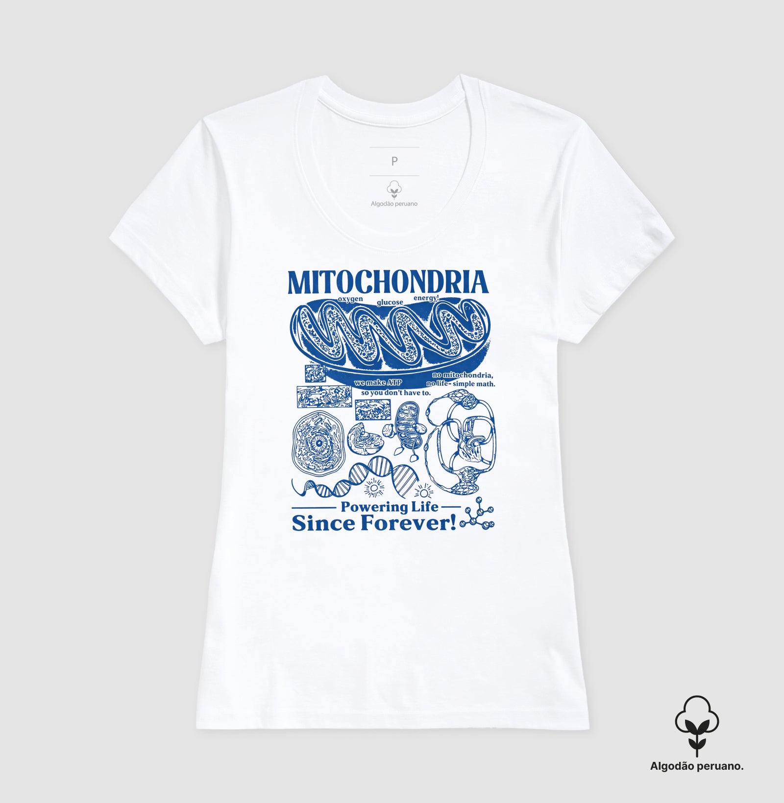 Camiseta Algodão Peruano "Mitochondria: Powering Life" | A Usina de Força da Vida