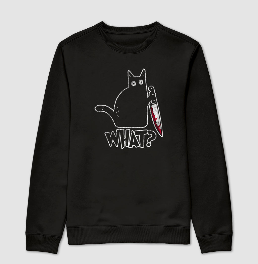 Suéter Moletom Gato "What?" | O Suspeito Sem Remorso