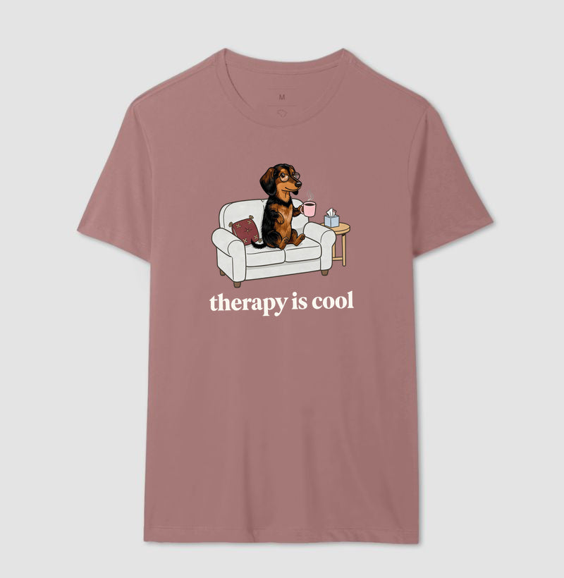 Camiseta 'Therapy is Cool' Cachorro Salsicha | Saúde Mental