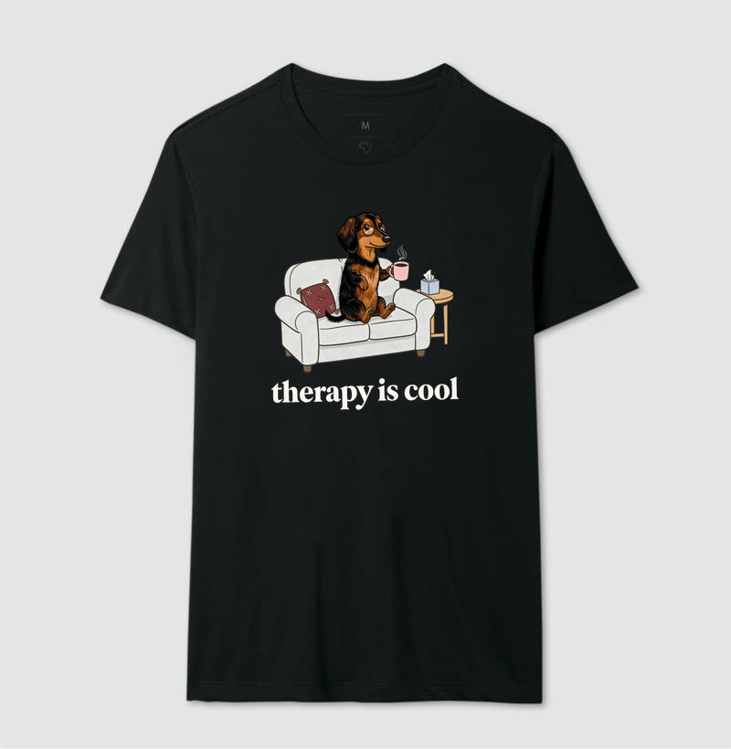 Camiseta 'Therapy is Cool' Cachorro Salsicha | Saúde Mental