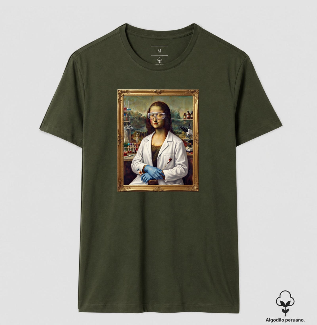 Camiseta Algodão Peruano "Mona Lisa Perita" | A Gioconda no Laboratório Forense