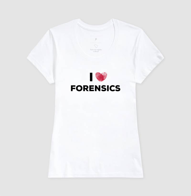 Camiseta Perícia Criminal - I Love Forensics (Coração Papiloscópico) | True Crime