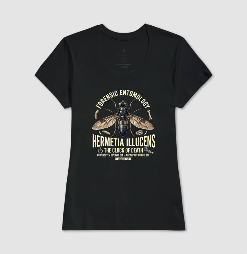 Camiseta "Entomologia Forense" | O Relógio da Morte (Hermetia illucens)