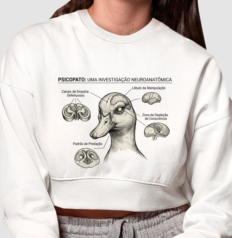 Cropped Moletom Psicopatologia Forense - O Psicopato | Ilustração Neuroanatômica