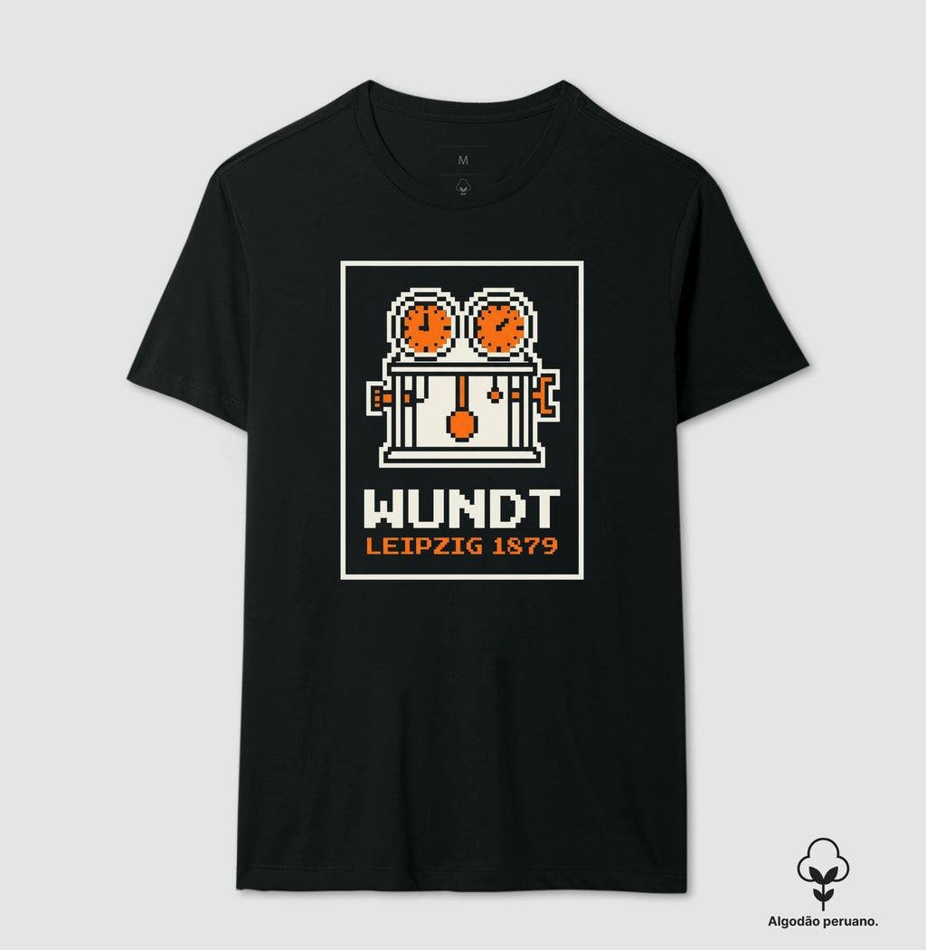 Camiseta Algodão Peruano Psicologia "Wundt: Leipzig 1879" | 8-Bit Pixel Art
