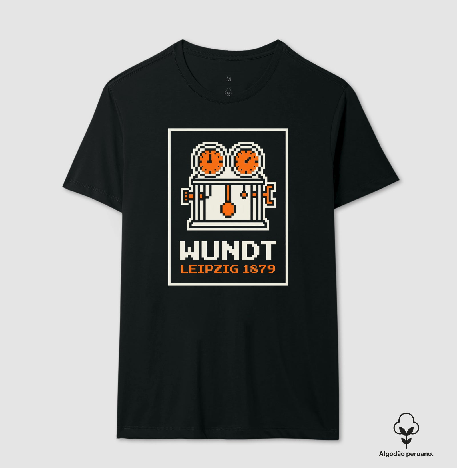 Camiseta Algodão Peruano Psicologia "Wundt: Leipzig 1879" | 8-Bit Pixel Art