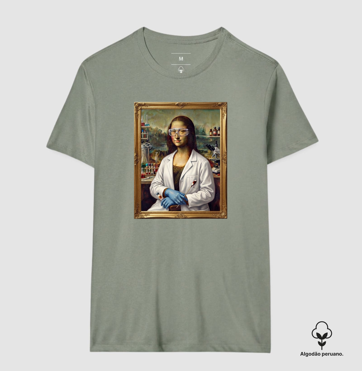 Camiseta Algodão Peruano "Mona Lisa Perita" | A Gioconda no Laboratório Forense